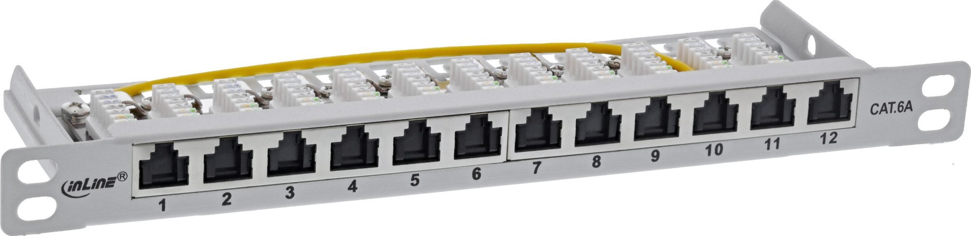 Patch panel InLine 10", Cat.6A, 12 porta, gri e hapur