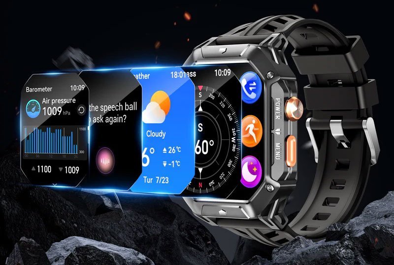 Smartwatch Rubicon, SMS dhe thirrje, monitorim pulsi, bateri 1000mAh, i zi