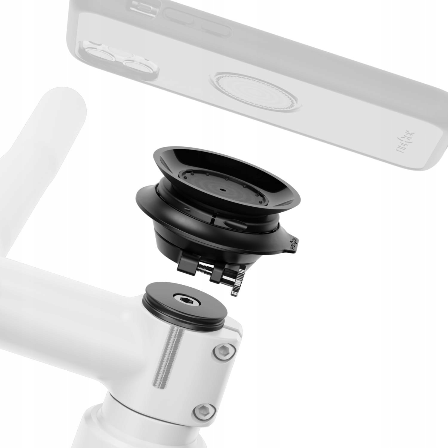 Mbajtës telefoni për biçikletë Fidlock Vacuum Ahead Cap Base, montim në kapak ahead 1 1/8", rrotullim 360°, i zi