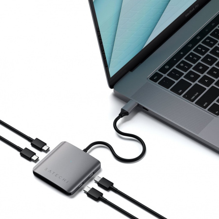 USB Hub Satechi 4-Port USB-C, i hirtë