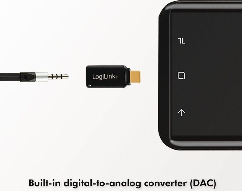 Adapter audio LogiLink UA0356 USB C në 3.5mm, Hi Fi, i zi