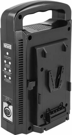 Karikues dykanalësh për kamera Newell Dual Channel, për bateri V-Mount, me dalje XLR, i zi