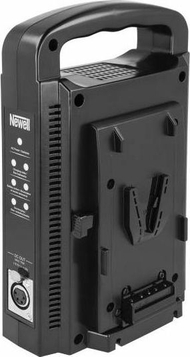 Karikues dykanalësh për kamera Newell Dual Channel, për bateri V-Mount, me dalje XLR, i zi