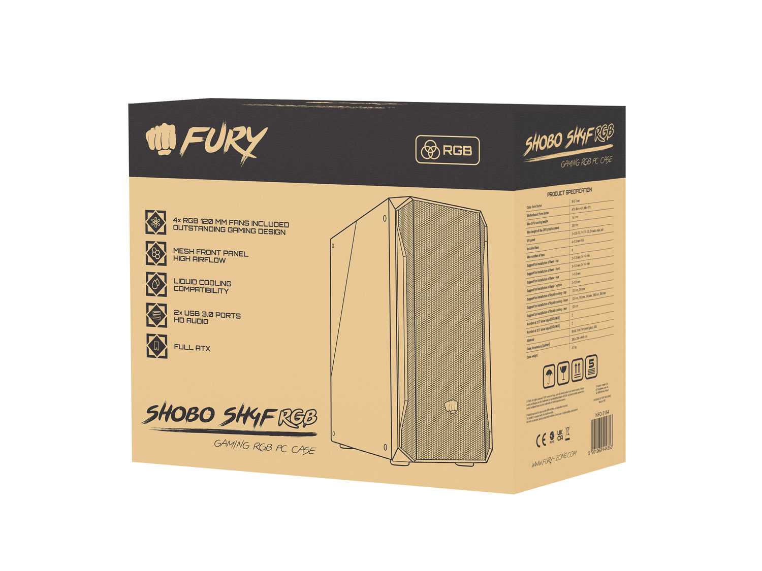 Kasë për PC Genesis Fury SHOBO, e zezë