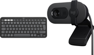 Set tastierë dhe webkamera Logitech Pebble Keys 2 K380s + Brio 100, wireless, Full HD 1080p, gri