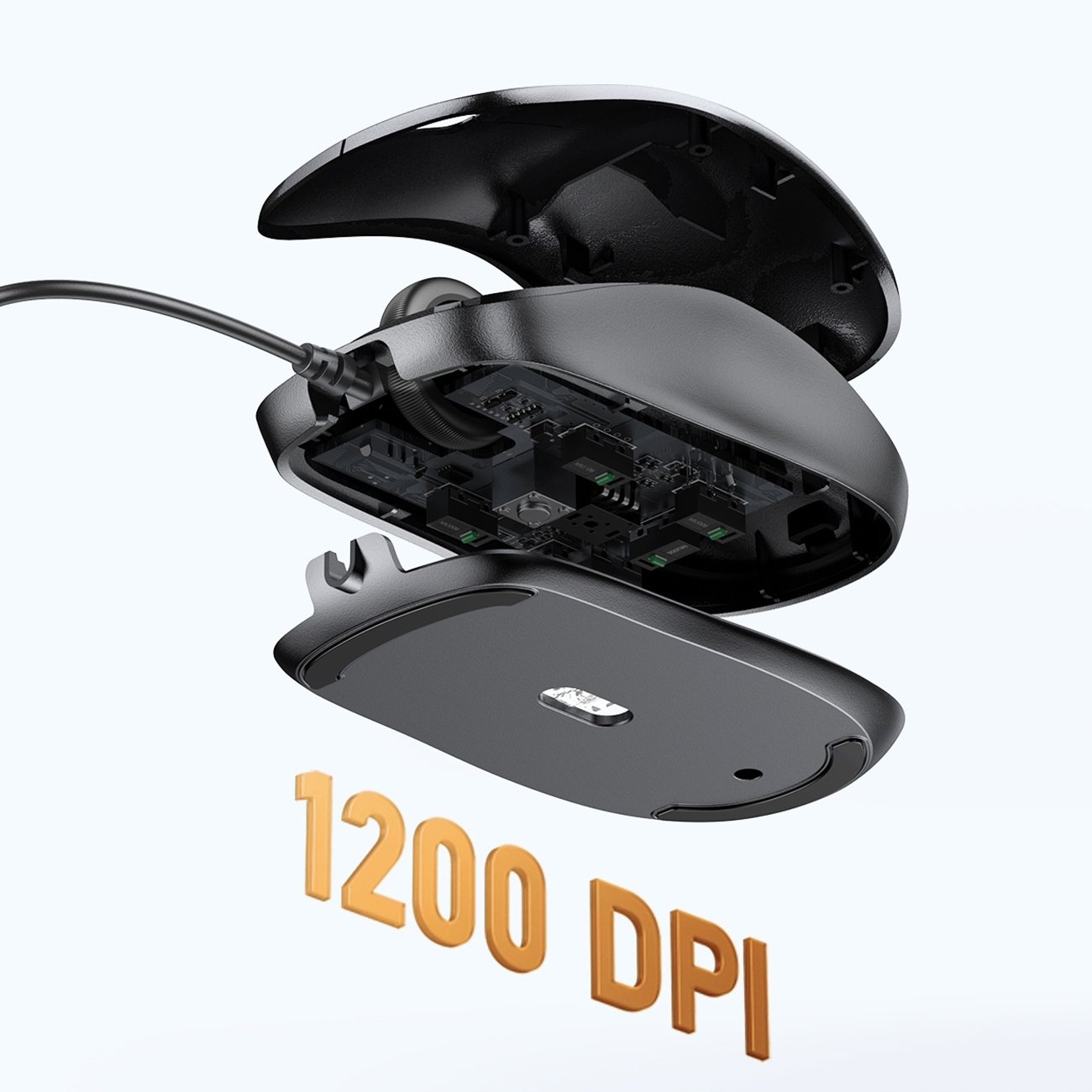 Mouse optik Ugreen MU007, me kabllo USB, 3 butona, i zi
