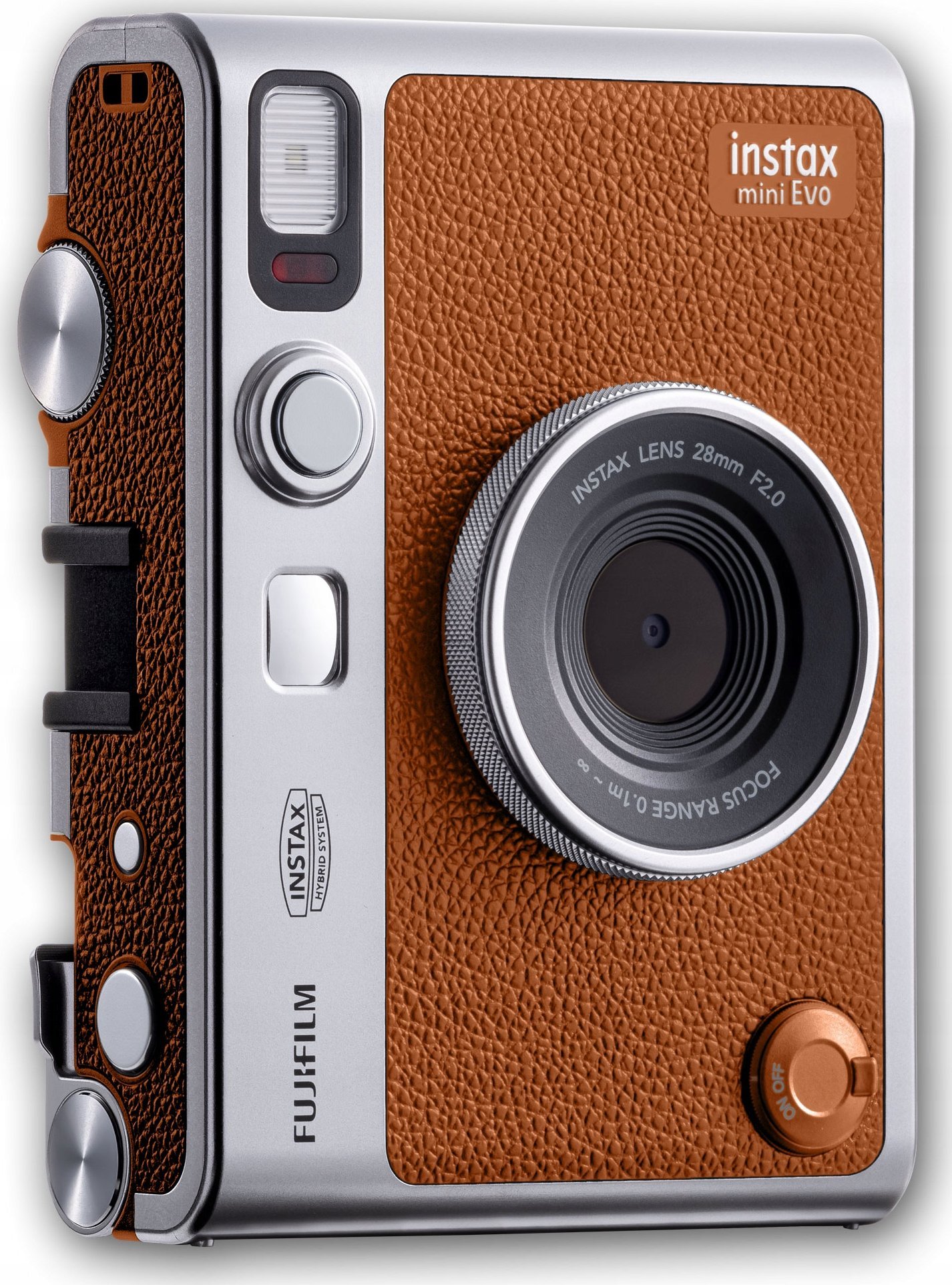 Aparat fotografik instant Fujifilm Instax Mini Evo, USB C, me Bluetooth, kafe