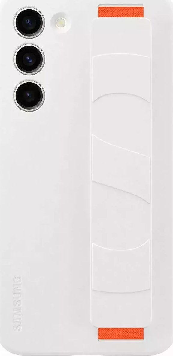 Mbulesë telefoni Samsung Silicone Grip Cover Galaxy S23+, silikon, me rrip dore, e bardhë