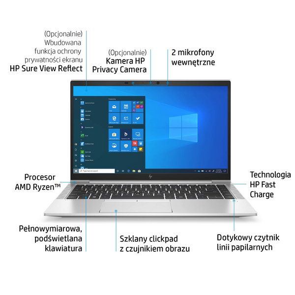 Лаптоп - HP ELITEBOOK 845 G8 RYZEN 5 5600U 14"FHD 8GB_3200MHZ SSD 512GB RADEON RX VEGA 7 2XTB4 ALU BLK FPR 56WH Сребрен