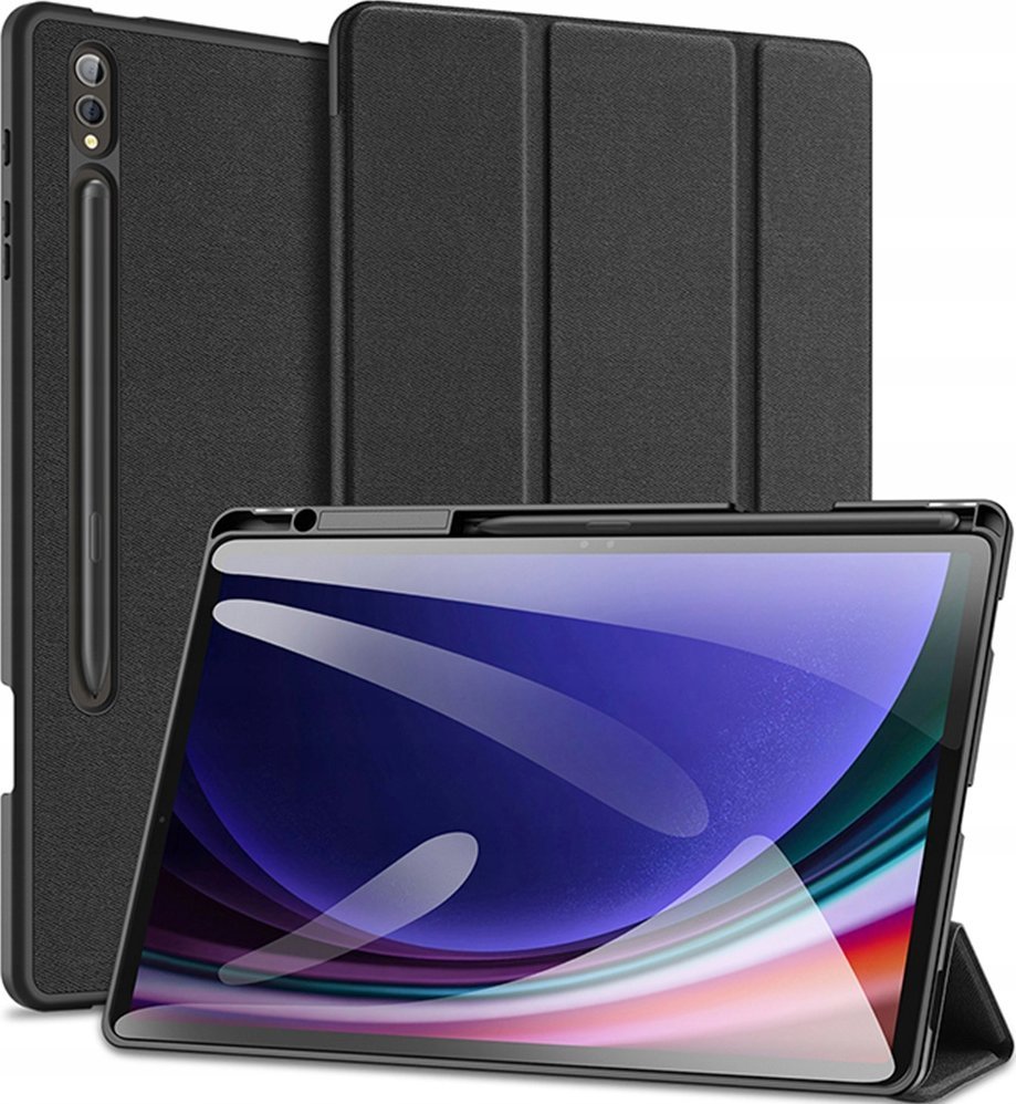Mbulesë tablet Dux Ducis Domo për Samsung Tab S10+, S9+, S9 FE+, lëkurë ekologjike, e zezë