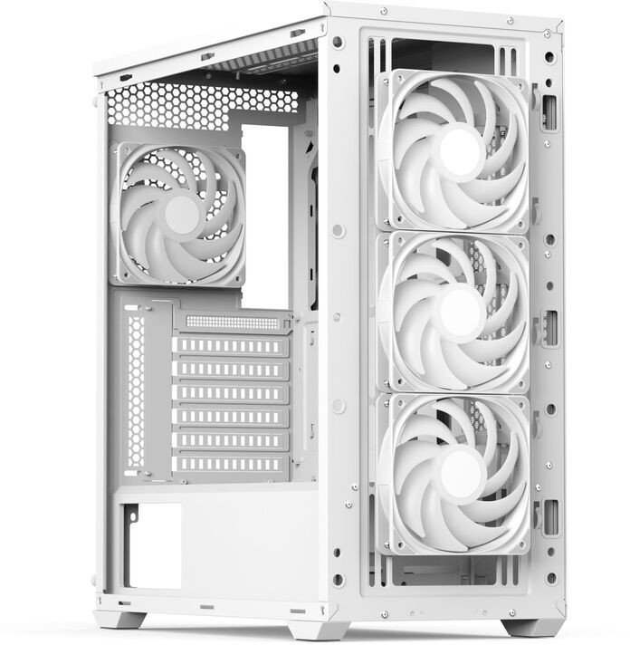 Kuti kompjuteri Aerocool D501A G WT V2, MIDI ATX, me wood finish, e bardhë