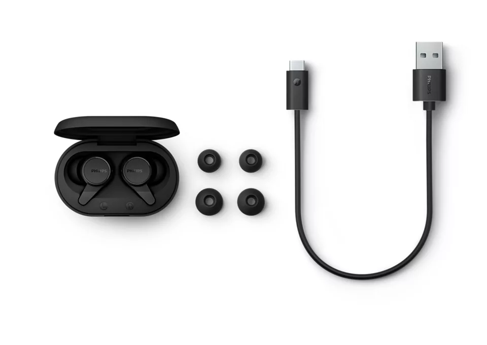 Dëgjuese Buds Philips TAT1207BK/00, wireless IPX4 Splash Mic, të zeza
