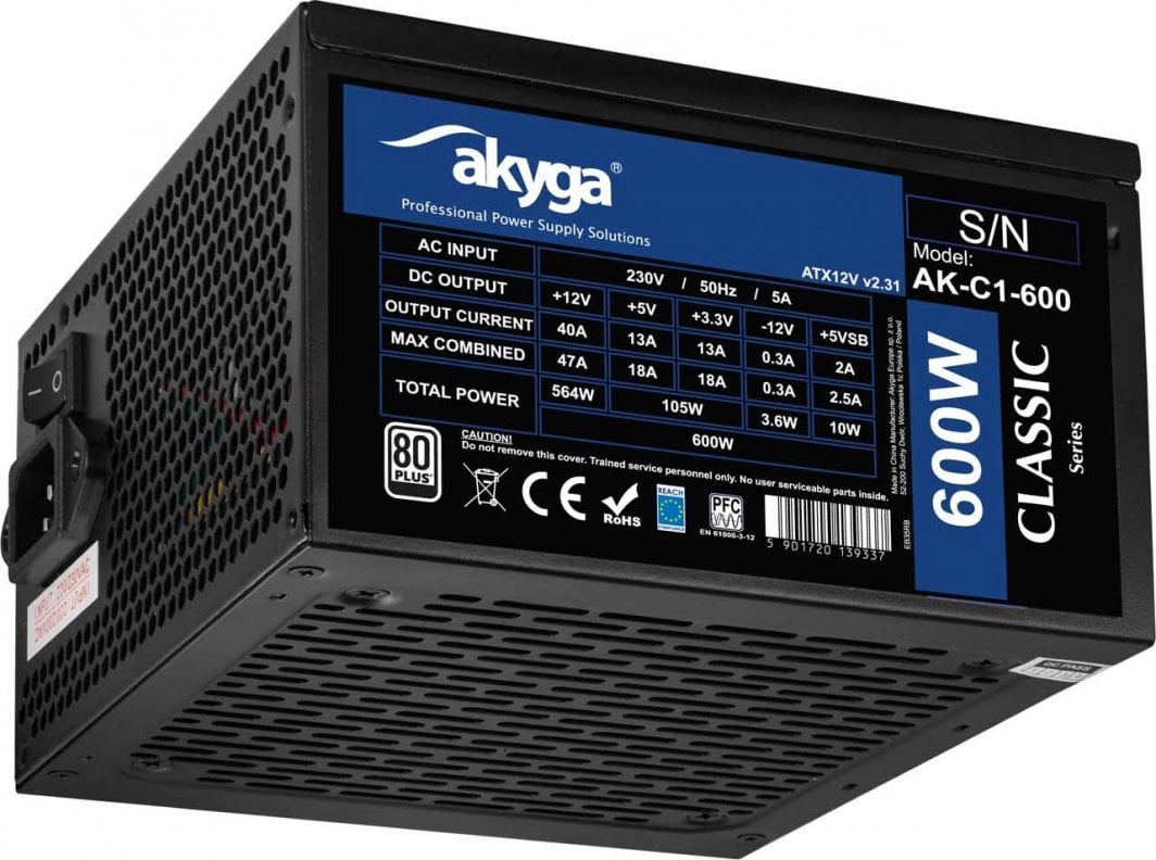 Burim energjie Akyga AK-C1-600 ATX, 600W