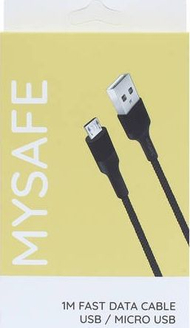 Kabllo USB Mysafe USB A në microUSB, 1 m, 2.1A, e zezë