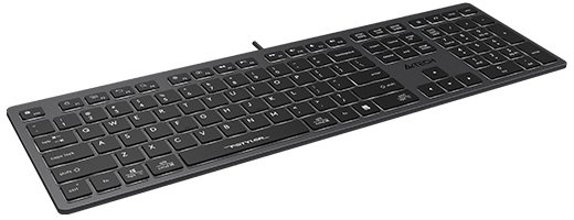 Tastierë me kabllo A4Tech FX60, USB, ndriçim LED i bardhë, gri e bardhë