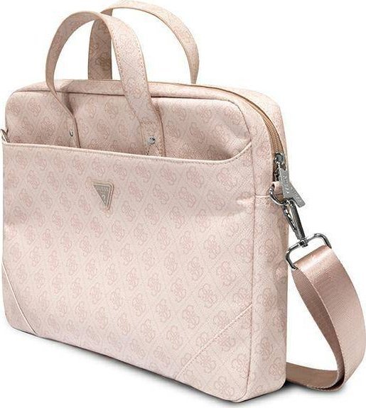 Çantë laptopi Guess 4G Triangle Logo Bag, deri 16", lëkurë eko, rozë