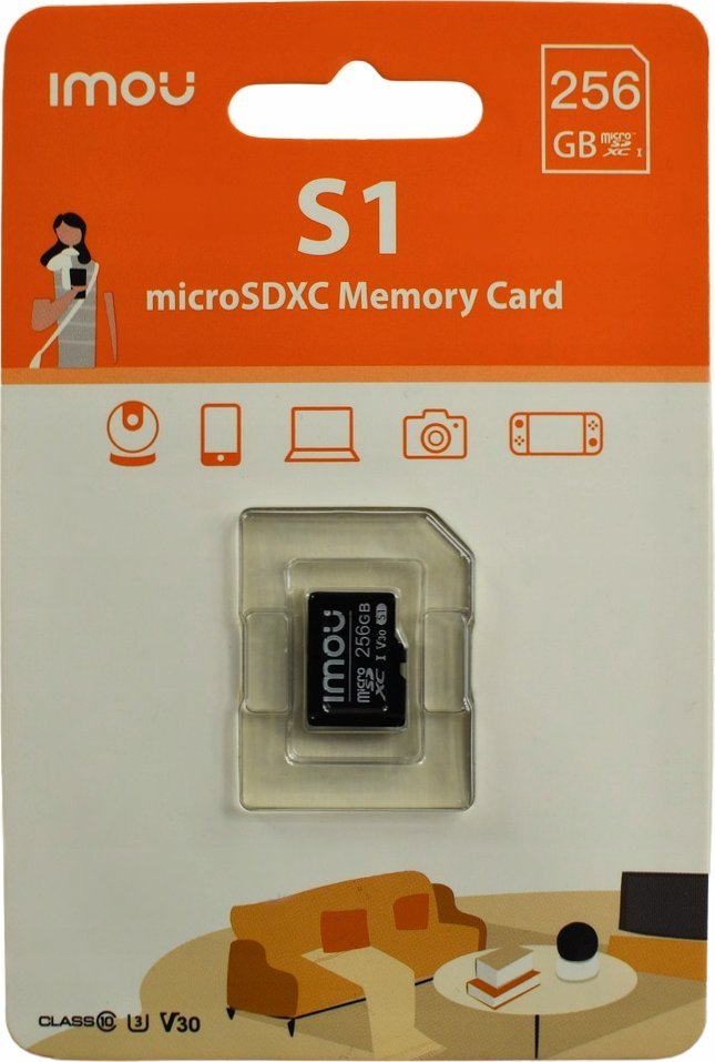 Kартичка за меморија IMOU S1 MicroSDXC, 256GB, Class 10 UHS I U3 V30