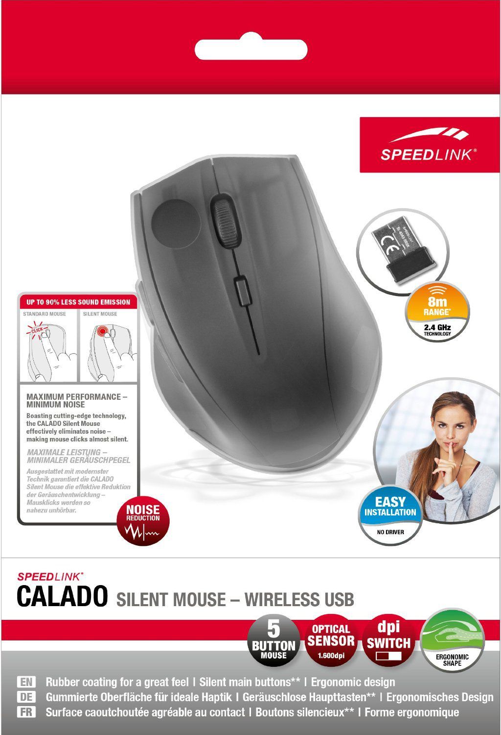 Maus Speedlink Calado, wireless, USB, Wi-Fi, i zi
