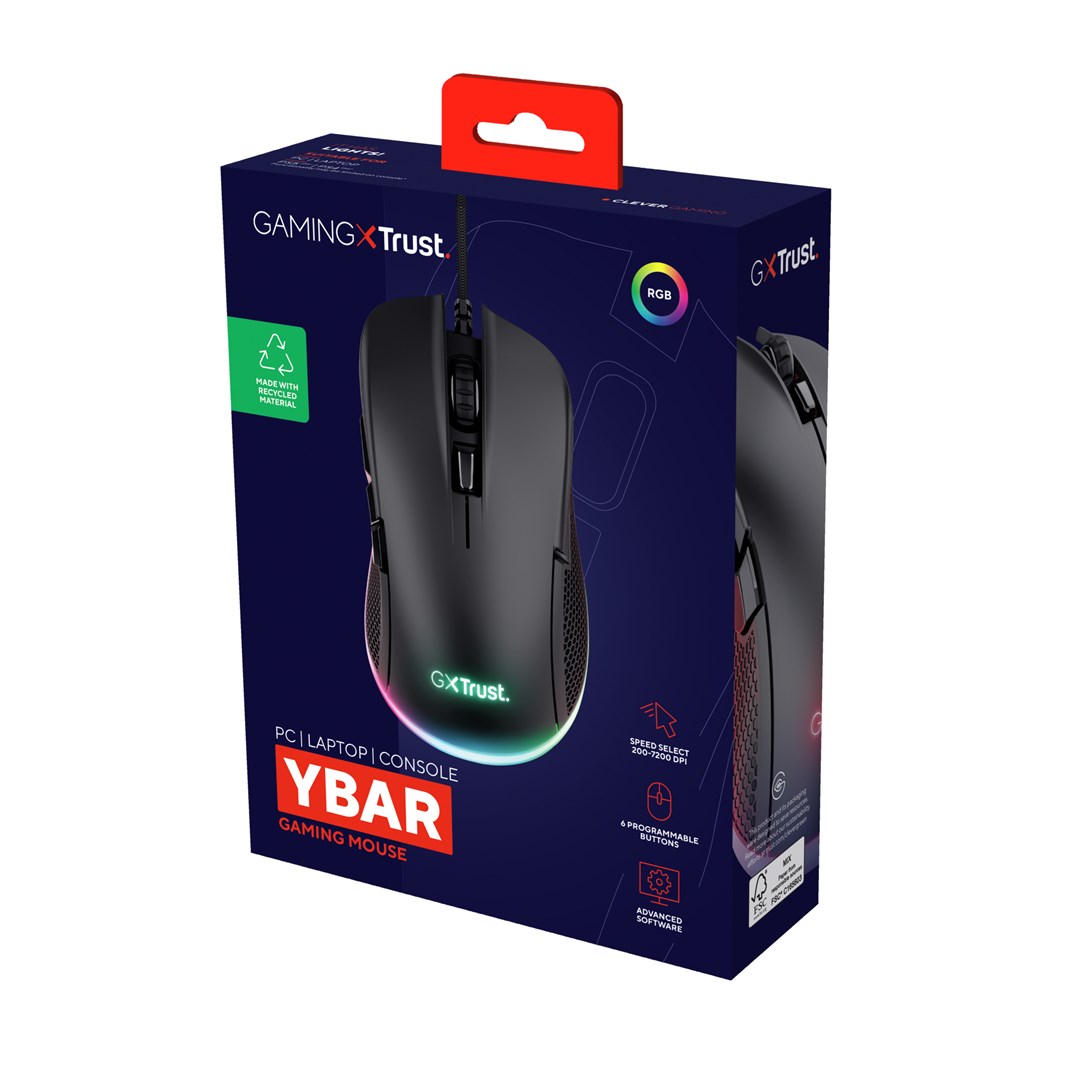 Maus Trust GXT 922 YBAR, Gaming, USB Type-A, i zi