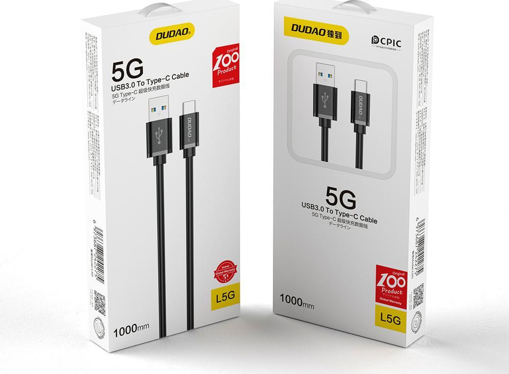 Kabllo Dudao USB-A - USB-C, 1m, e zezë