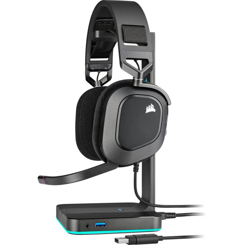 Kufje gaming Corsair HS80 RGB USB, 7.1 surround, me kabllo, karbon