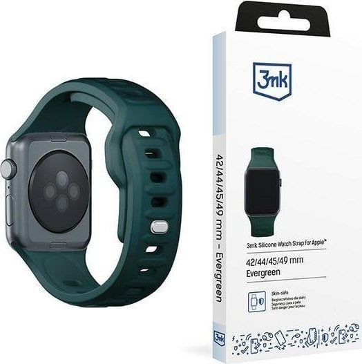 Rrip ore 3mk Silicone Watch Strap Evergreen për Apple Watch, 42 44 45 49 mm, silikon, jeshile