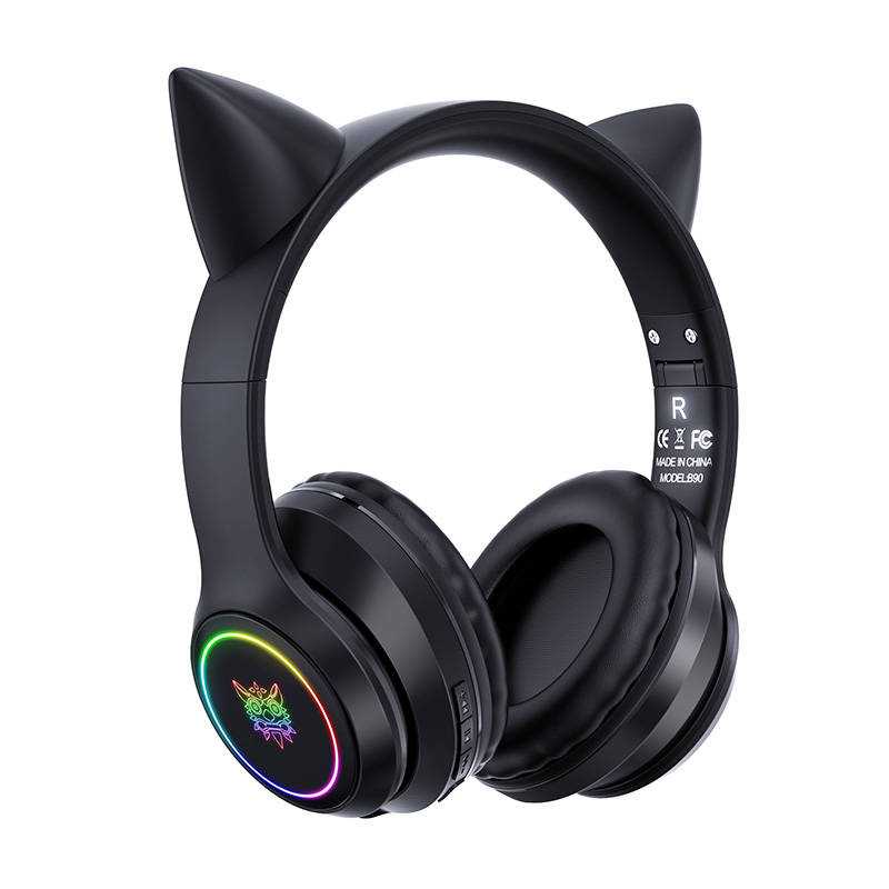 Kufje gaming ONIKUMA B19, Bluetooth, LED RGB, me veshë mace, të zeza