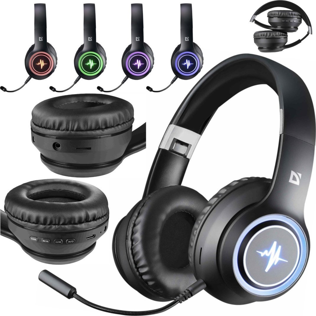 Bluetooth слушалки Defender Freemotion B571, стерео, LED, црни