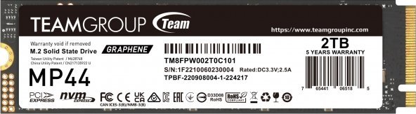 Disk SSD TeamGroup MP44, 2TB, M.2 2280 PCI-E x4 Gen4 NVMe