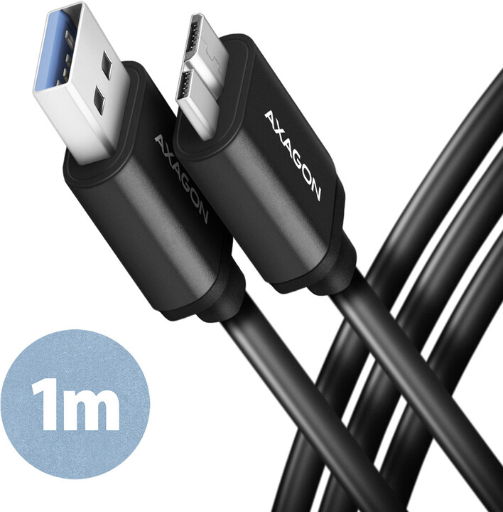 AXAGON кабел USB-A - micro USB 3.2 Gen 1 SPEED, 3A, 1m, црна