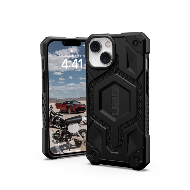 Kuti mbrojtëse UAG Monarch Pro për iPhone 14, Kevlar, me MagSafe, e zezë