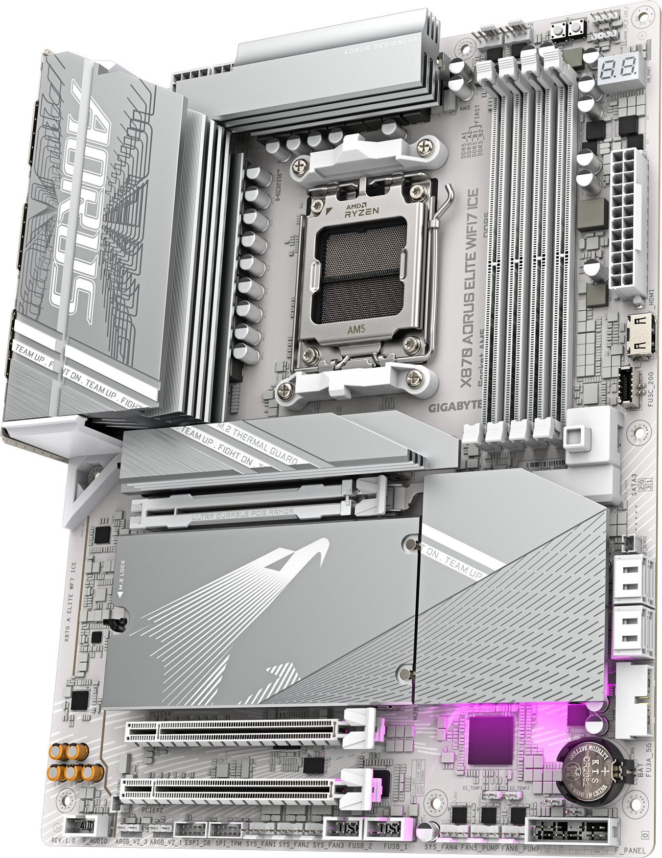 Pllakë amë Gigabyte X870 Aorus Elite WiFi 7 Ice, DDR5, ATX, gri