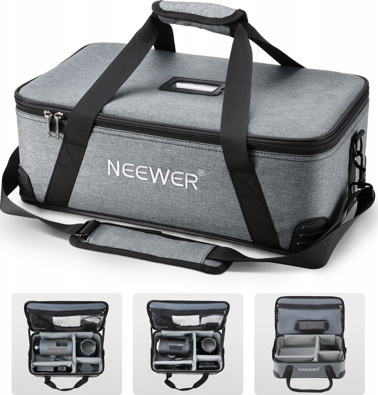 Çantë fotografike NEEWER Lamp Vision 4 ML300 CB60 PB5, për pajisje ndriçimi studio, gri e zezë