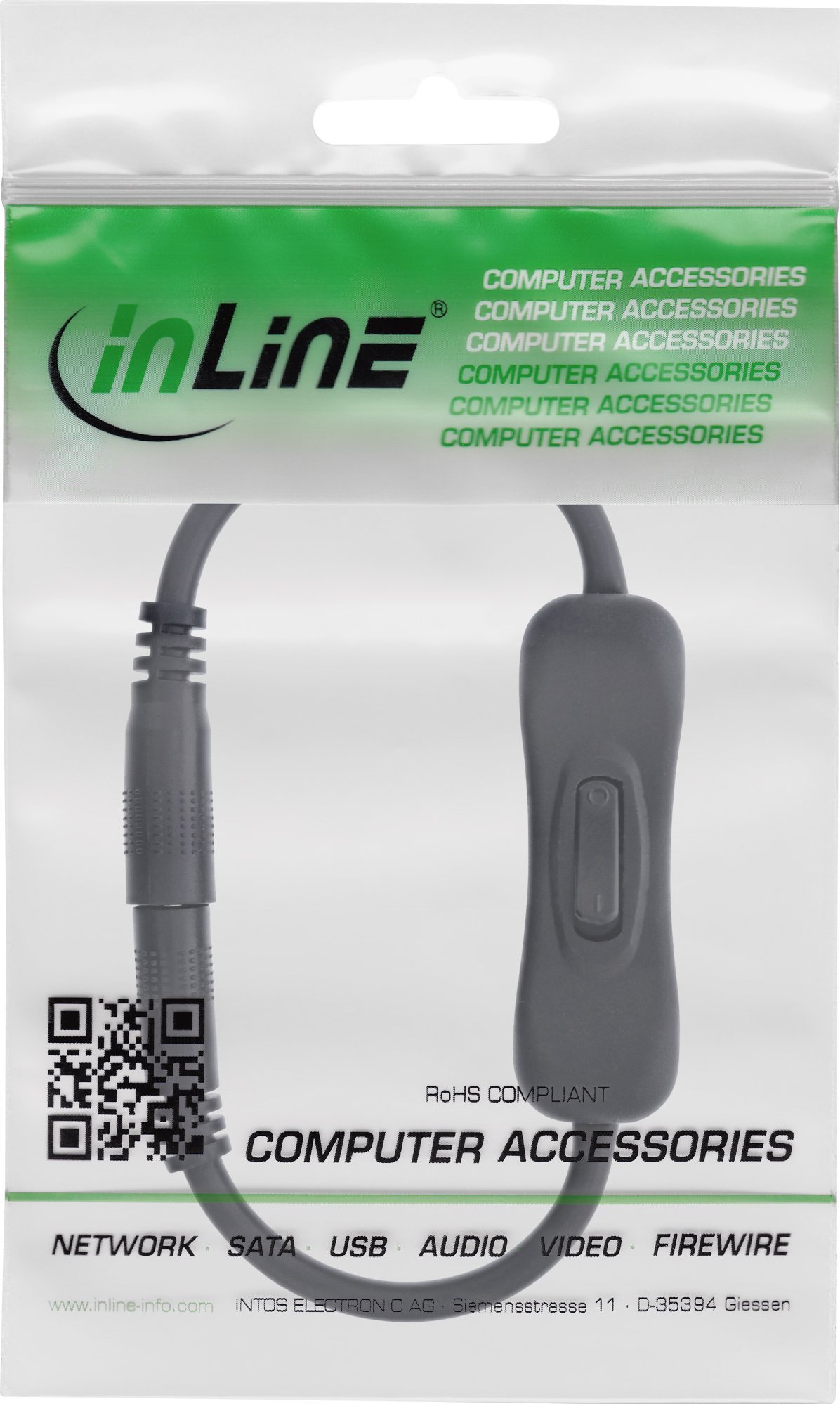 Kabllo DC InLine me çelës, prizë 3.5x1.35mm, AWG 18, 0.20m, e zezë