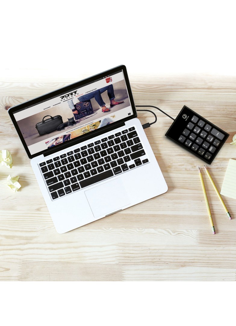 Tastierë numerike Port Designs, USB-C & USB-A, 80 cm, e zezë