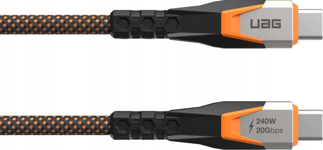 Кабел USB C Урбан Армор Геар 9B4415114097, USB 3.2 Gen 2x2, 0.75 m, црно портокалов