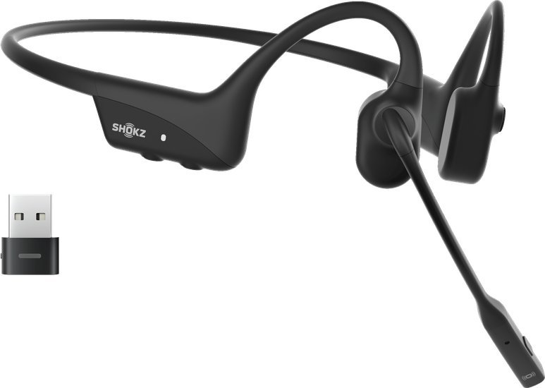 Kufje pa tela SHOKZ OpenComm2 UC, Bluetooth, anulim zhurme, të zeza