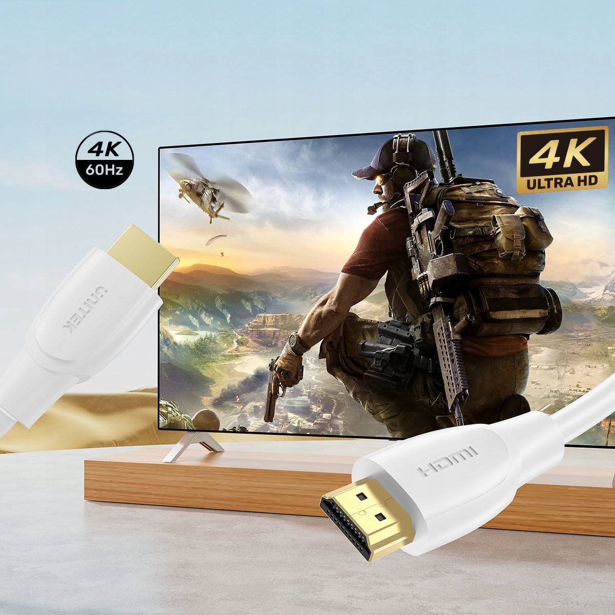 Kabllo HDMI Unitek 2.0, 4K, 3m, e bardhë