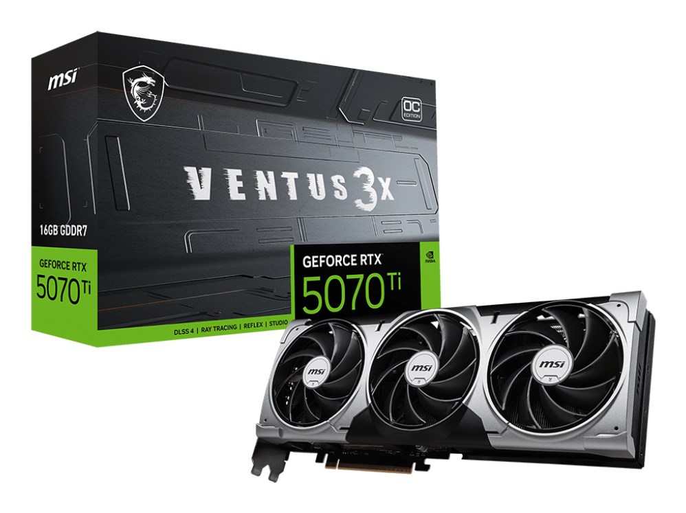 Kartelë grafike MSI GeForce RTX 5070 Ti 16G VENTUS 3X OC, NVIDIA, 16GB GDDR7