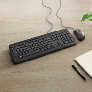 Set tastierë dhe mi me kabllo Microsoft Wired Desktop 600, me Taste Multimediale, rezistent ndaj derdhjeve, i zi