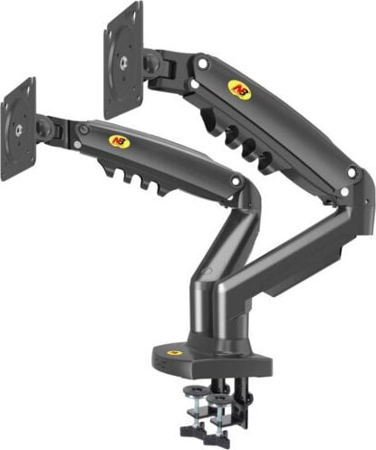 Stendë për monitorë North Bayou F160, për 2 monitorë 17-27", montim në tavolinë, e zezë