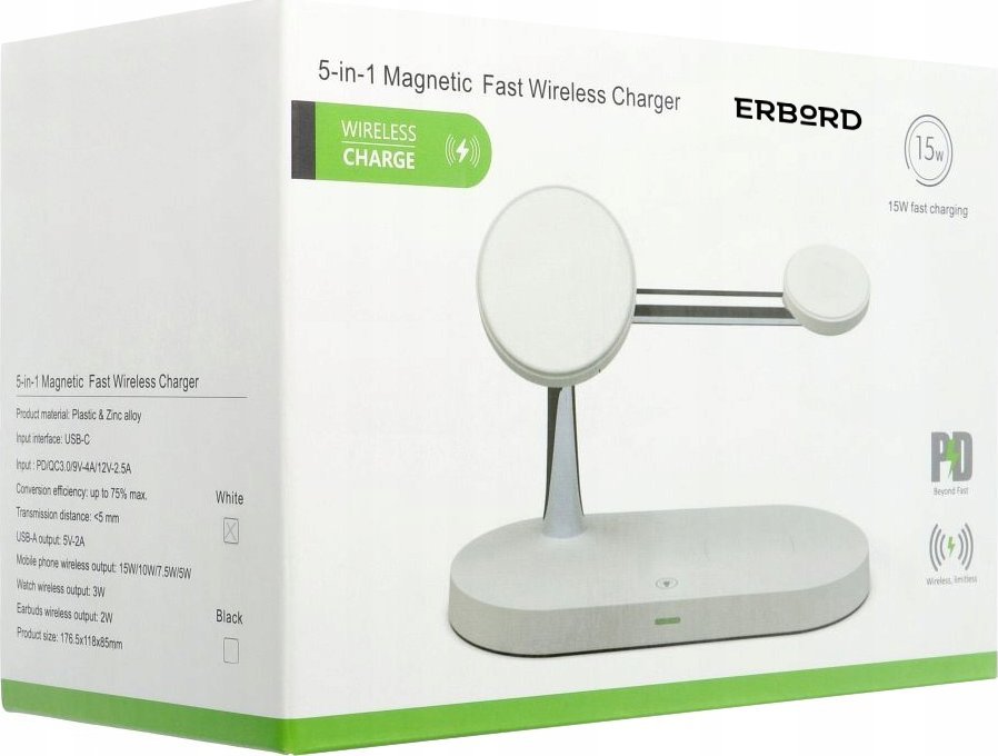 Karikues wireless Blow WCH-08, 15W, 3 në 1, i bardhë