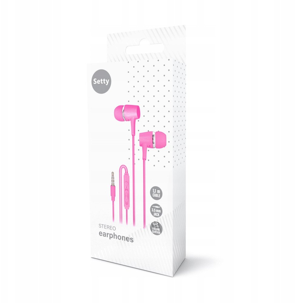 Kufje me kabllo Setty SPD-J-26, lidhje 3.5 mm, mikrofon, rozë