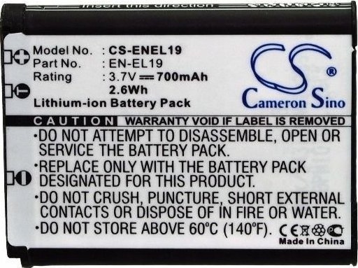 Bateri kamerë Cameron Sino CS-ENEL19, Li-ion, zëvendësuese për Nikon EN-EL19 dhe Sony NP-BJ1