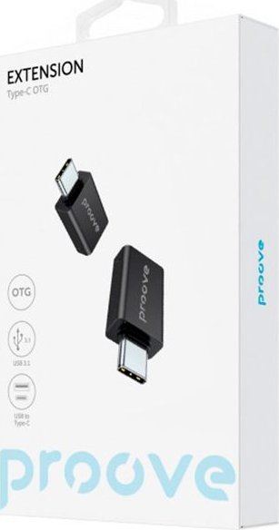 Adapter OTG Proove USB në Type C, zgjatim, i zi