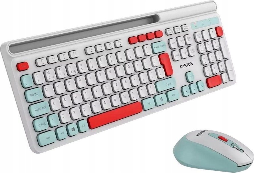 Set tastierë dhe mi CANYON HSET-W5, wireless 2.4 GHz, 105 taste, i bardhë