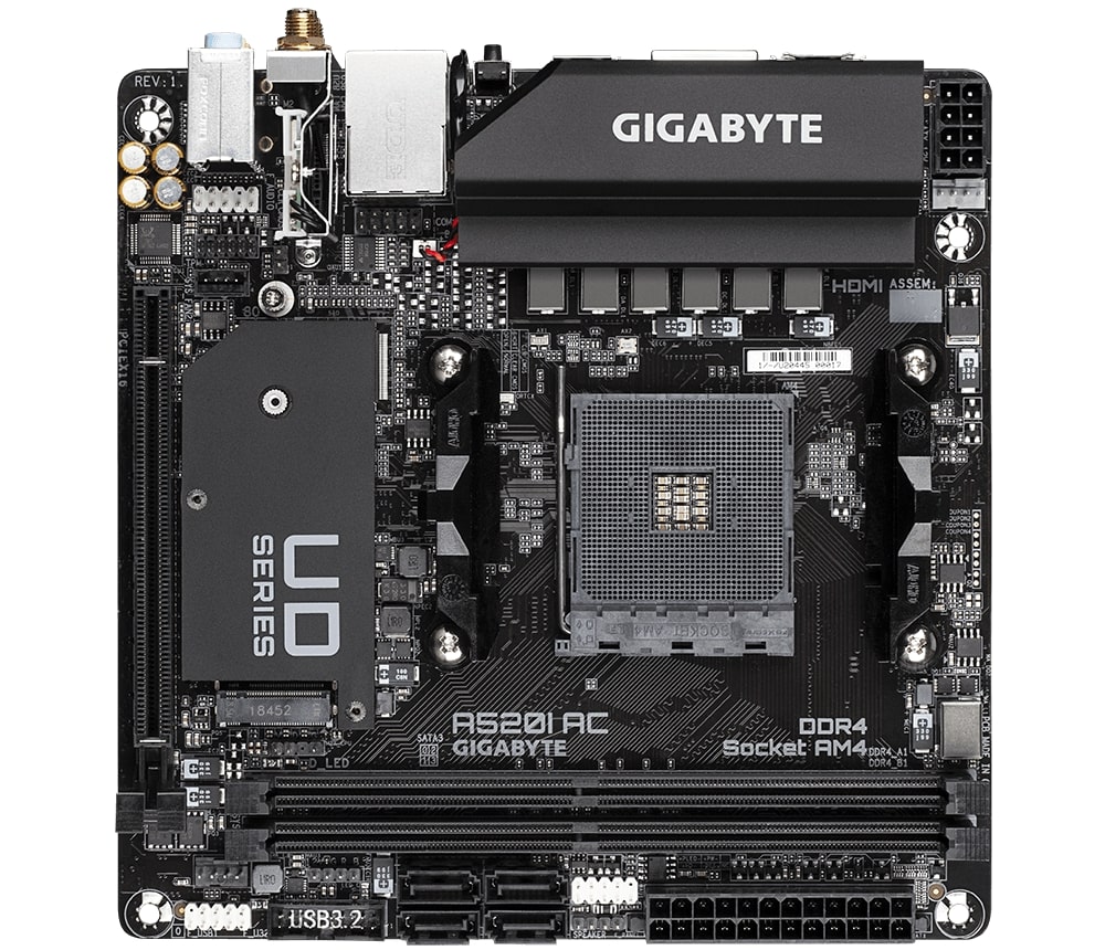 Pllakë amë Gigabyte A520I AC, Mini-ITX, AM4, DDR4, Wi-Fi, e zezë
