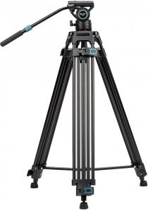 Tripod video Fotopro DV-3A, alumini, kokë fluide 360°, i zi