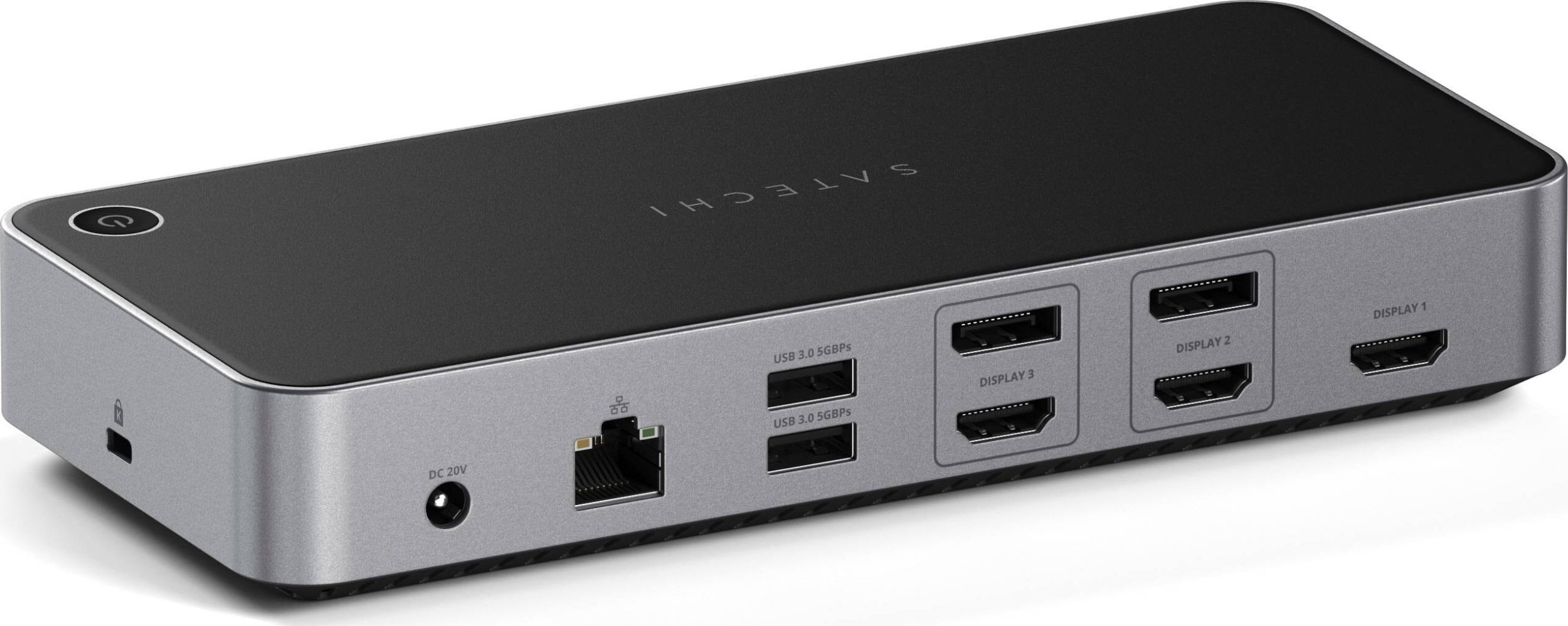 Docking station Satechi Triple 4K Display, 3x 4K 60Hz, 100W, e zezë argjendtë