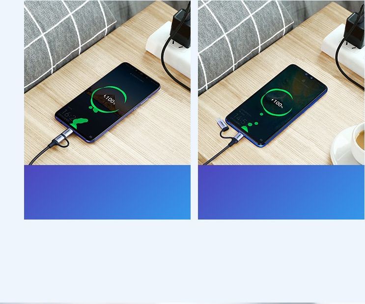 Kabllo USB Ugreen 30875, USB A në microUSB dhe USB C, 1 m, e zezë